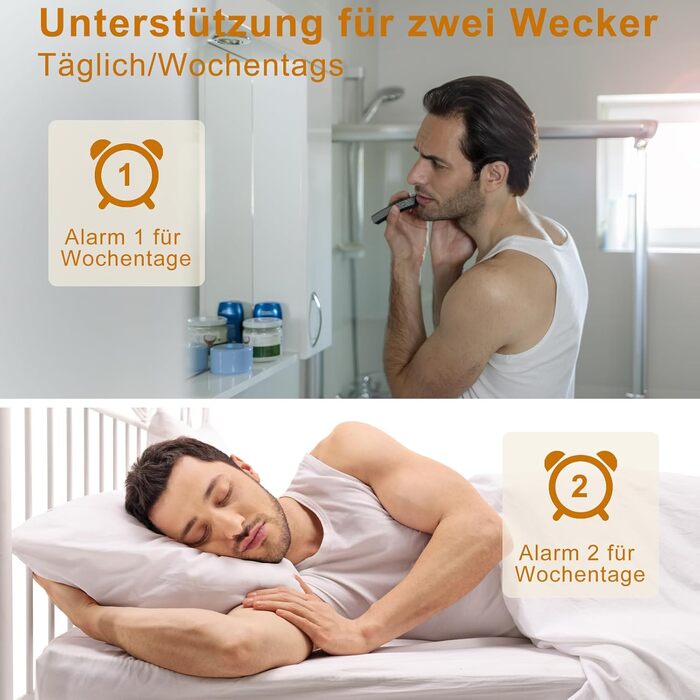Будильник Cadrim з імітацією сходу сонця та заходу сонця, радіо, 7 природних звуків, FM-радіо, функція повтору, для дорослих та дітей, жовтий