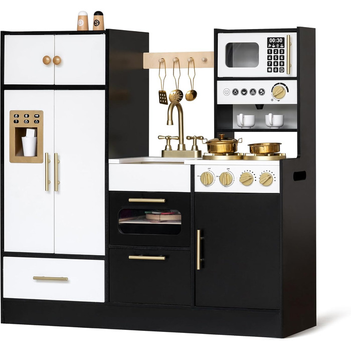 Дерев'яна іграшкова кухня для дітей – інтерактивний набір з 12 аксесуарами, від 3 років