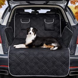 Заднє сидіння автомобіля Snocyo для собак, водонепроникне заднє сидіння для собак, стійке до подряпин автомобільне сидіння для собак з оглядовим вікном, бічним захистом і ременем безпеки, універсальний захисний килимок для заднього сидіння автомобіля, 137147 см (для багажника, чорний і сірий)