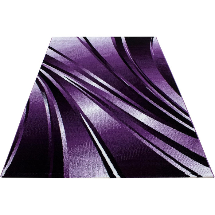 Килимове покриття для вітальні 80x150 Абстрактний хвильовий дизайн з поліпропілену Стильно і доступно (фіолетовий, 200 x 290 см)