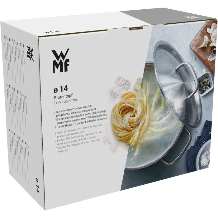 Пароварка WMF Mini з металевим кришкою, 1,5л, Cromargan нержавіюча сталь, індукція, стаціонарна, для невеликих порцій, ідеальна для одноосібних домогосподарств, овочевий набір (каструля для запікання, 14 см)