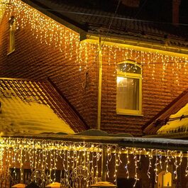 Світлодіодів на відкритому повітрі з крижаним дощем, 14M різдвяних вогнів водонепроникна зовнішня світлова завіса (теплий білий, 18M 500 світлодіодів), 360