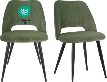 Набір обідніх стільців 4 шт. з витонченою спинкою, м'які стільці для кухні, вітальні, спальні, зелений (2 шт. в наборі)