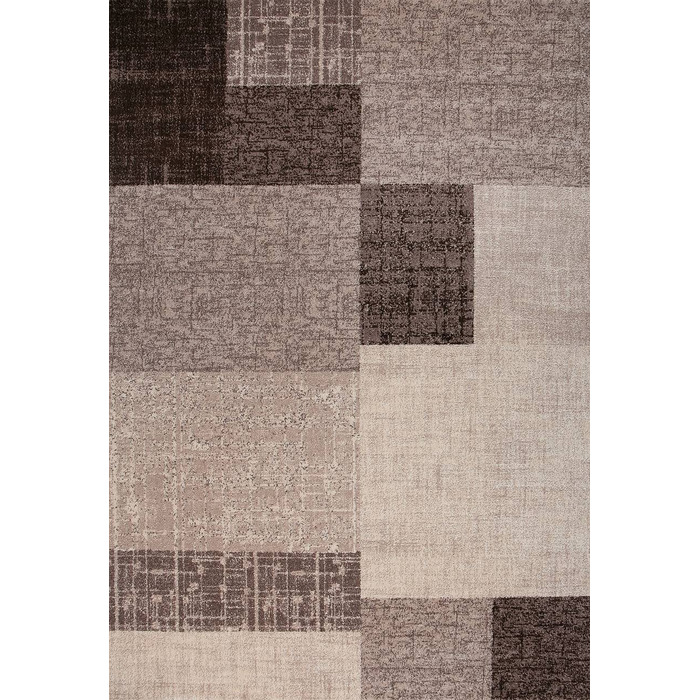 Дизайнерський Сучасний килим для вітальні VIMODA в сіро-білих тонах з коротким ворсом, розміри (120x170 см, бежевий)