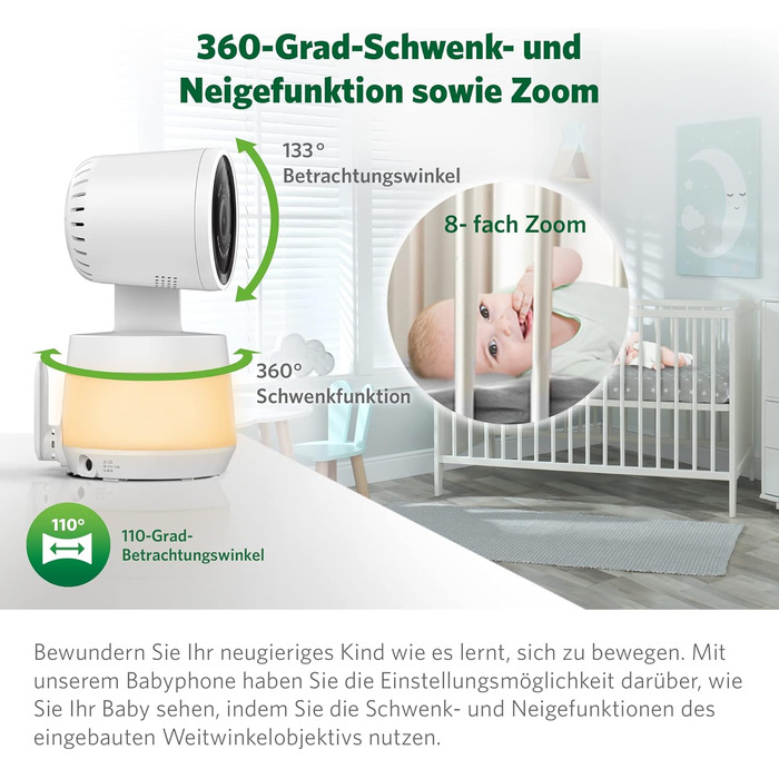 Радіоняня LeapFrog LF2423 з камерою, відеодисплеєм 2.8