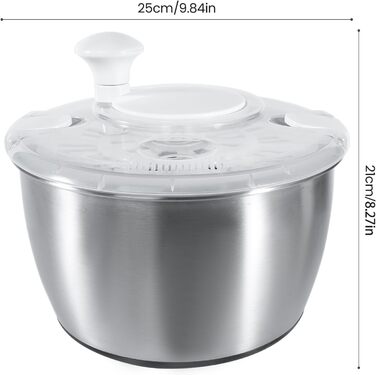 Швидка салатниця-швидкокрутка з нержавіючої сталі 4.5 л, біла