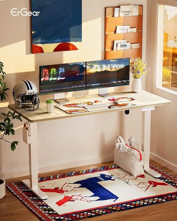 Електричний регульований стіл ErGear 160x80 см з пам'яттю, для дому та офісу, з'єднувальна панель 120x60 см, світле вінтажне дерево