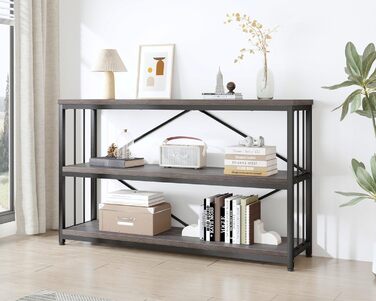 Низька полиця для книг IBF з 3 ящиками, індустріальний стиль, 120x34x74 см, темний дуб