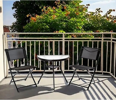 Комплект садових меблів Atos, метал, чорний, 3 предмети