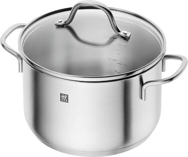 Набір каструль ZWILLING Flow, 5 шт., з кришкою з термостійкого скла, індукційне дно, не має покриття, нержавіюча сталь