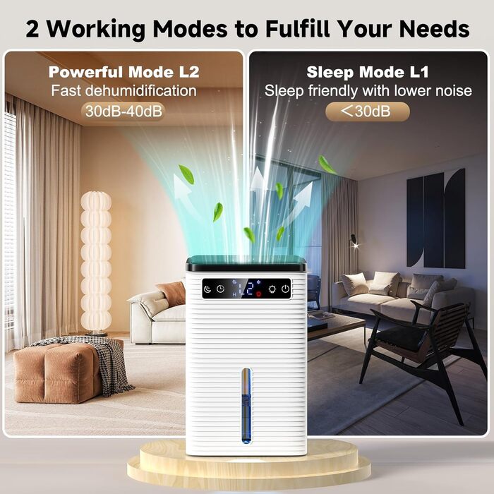 Електричний осушувач повітря 2500 мл з таймером та LED-підсвічуванням для дому