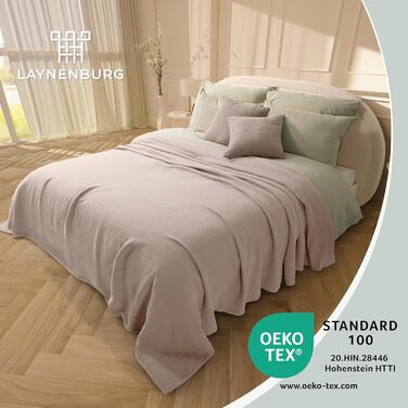 Плед LAYNENBURG Premium з мусліну, 150x200 см, 100% бавовна. Легкий літній плед, ковдра, накидка на ліжко/диван (Taupe)