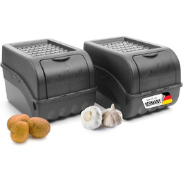 Коробка для зберігання картоплі Novaliv | 2 шт по 5 л | Антрацитовий сірий | Контейнер для цибулі та овочів | Складається | 5 літрів