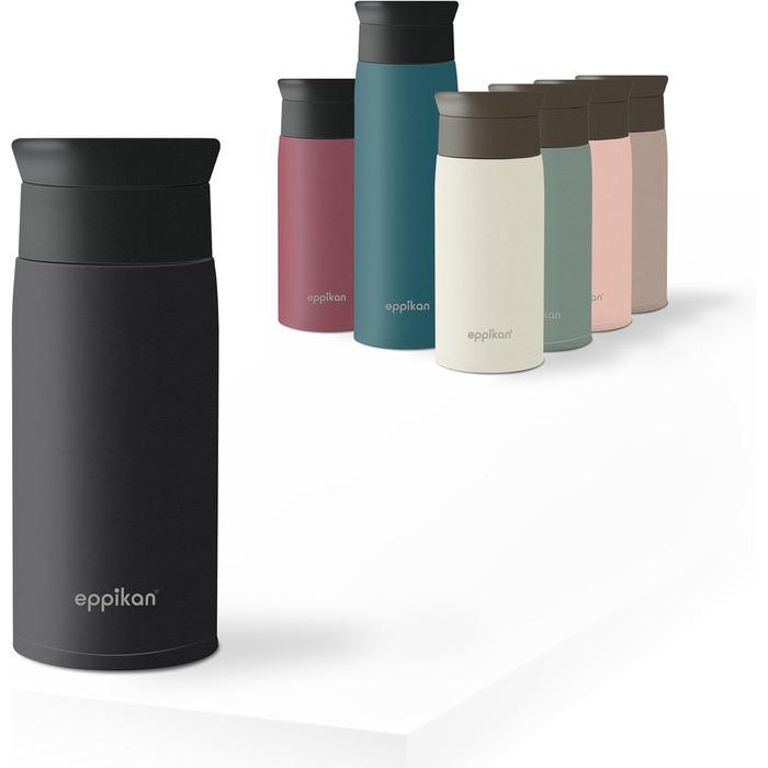 Термокружка EPPICAN EppiToGo з нержавіючої сталі, 350 мл, чорний матовий - для кави з собою, витривала, з герметичним клапаном