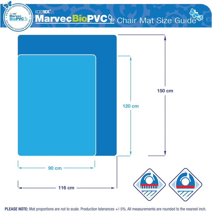 Килимок для крісла Ecotex Marvec BioPVC для твердої підлоги, прямокутний, 90 х 120 см