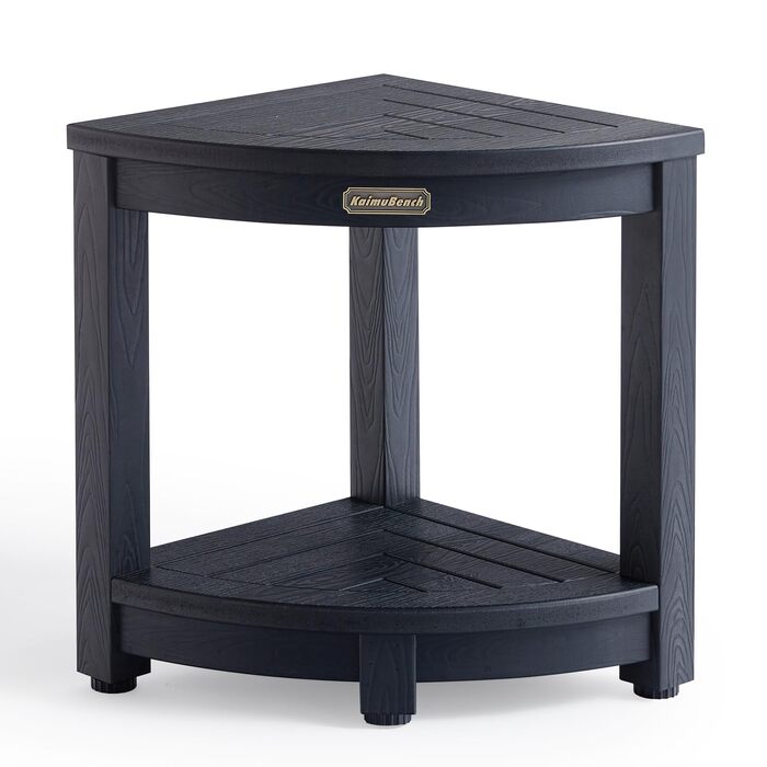 Крісло для душу Eck-Duschhocker, водонепроникне, з полівудного дерева, для ванної кімнати, стілець для душу, стілець для душу з регульованими ніжками, неслизький, білий (чорний)