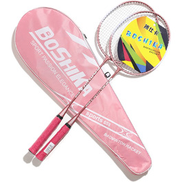 Набір для бадмінтону з 2 предметів, професійні ракетки для бадмінтону з вуглецевого волокна, легка ракетка для бадмінтону, набір для волана, ракетки для тренувань з чохлом для перенесення, рожевий, рожевий
