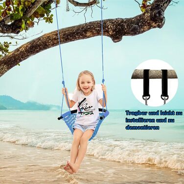 Дитяча гойдалка - гойдалка для дому та вулиці, підвісна гойдалка для дітей, блакитна