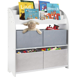 Дитяча книжкова шафа ONVAYA Finn White Дитяча полиця з коробками Зберігання книг та іграшок Органайзер для дитячої кімнати