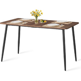 Стол обідній VASAGLE для 4-6 осіб, кухонний стіл у стилі кантрі, 140x75 см, натуральний відтінок горіха + чорний, KDT100KE02