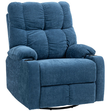 Крісло-релакс з підставкою для ніг, відкидне крісло, поворотне, до 150 кг, сталевий каркас, 88x96x108 см, темно-синій
