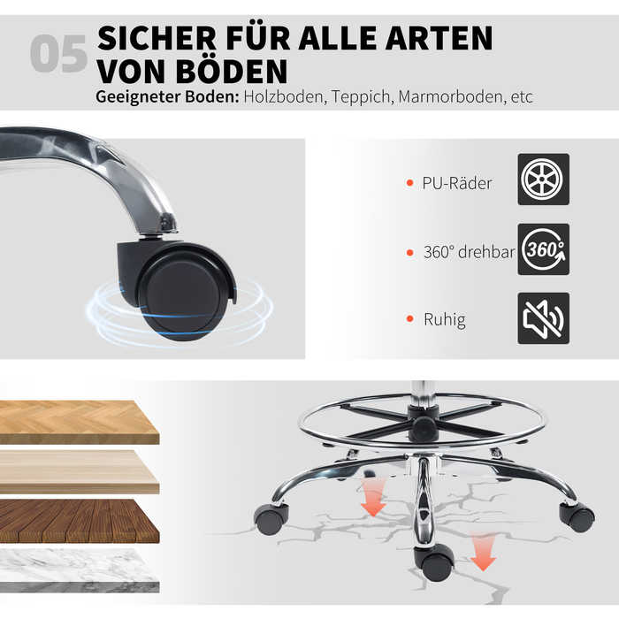 Крісло для малювання HOMCOM з підтримкою попереку, регульоване по висоті, поворотне, для домашнього офісу, студії, художніх проєктів, чорного кольору