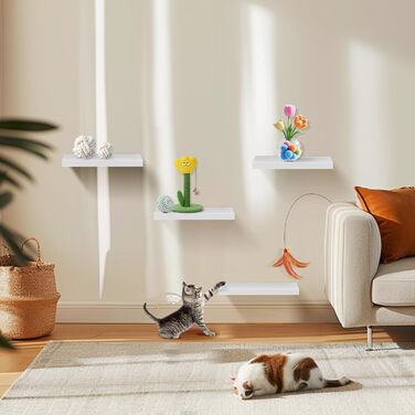 Набір полиць настінних 4 шт. для декору та книг з МДФ, білі 40x14x3 см