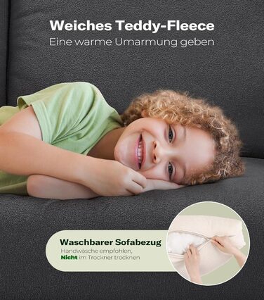 Двомісний диванчик, компактний диван для підліткової кімнати, зручний невеликий диван, легка збірка без інструментів, дивани з масиву дерева, невеликий диван для вітальні (сірий, 211 см)