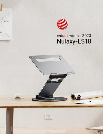 Підставка для ноутбука NULAXY з регулюванням висоти та поворотним підставою, сіра (A-Grey)