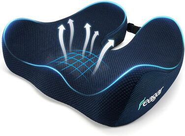 Ортопедична подушка для сидіння Feagar з Memory Foam - ергономічна подушка для офісного крісла, авто та дому - подушка для куприка, зняття напруги при тривалому сидінні, антиковзаюча (до 100 кг) (Темно-синій)
