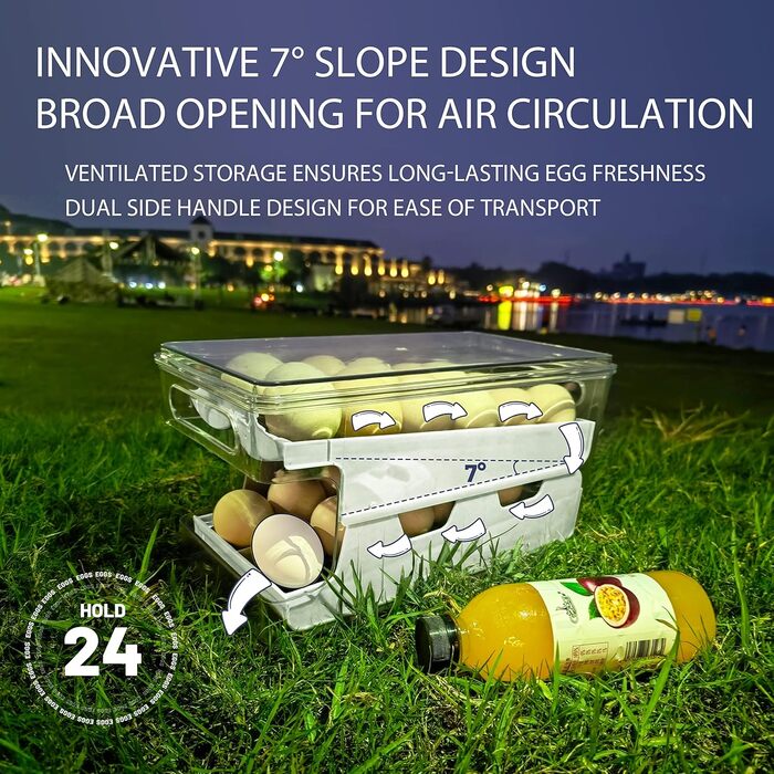 Організатор для яєць Virmate - 24 ячейки, зелений, для холодильника, з кришкою