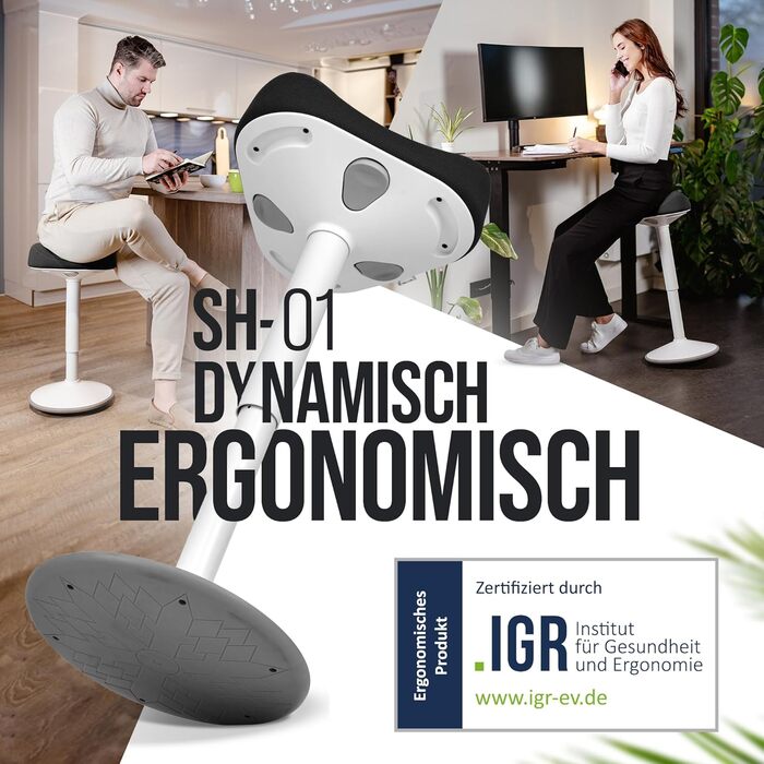 Офісний стілець Vina Home® SH-01: ергономічний, регульований, з сертифікатом IGR | Чорний (83 см)