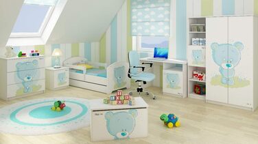 Дитяча кімната Зірка Дитяче ліжко з 3 предметів Комод Шафа для одягу біла/синя Комплектація (ящик для іграшок), 123home24.com