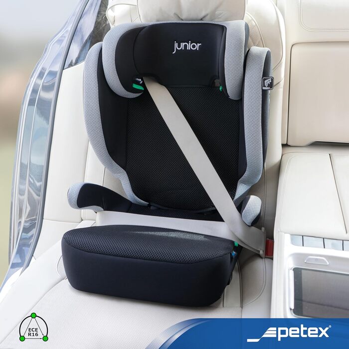 Автокрісло PETEX Auto-Kindersitz Basic Plus i-Size ISOFIX (100-150 см), сірий - безпечний дитячий автосидіння з регульованою висотою