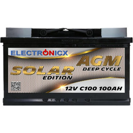 Акумулятор 12V 100Ah Electronicx Solar Edition AGM для сонячних систем, кемпінгу, садових сараїв
