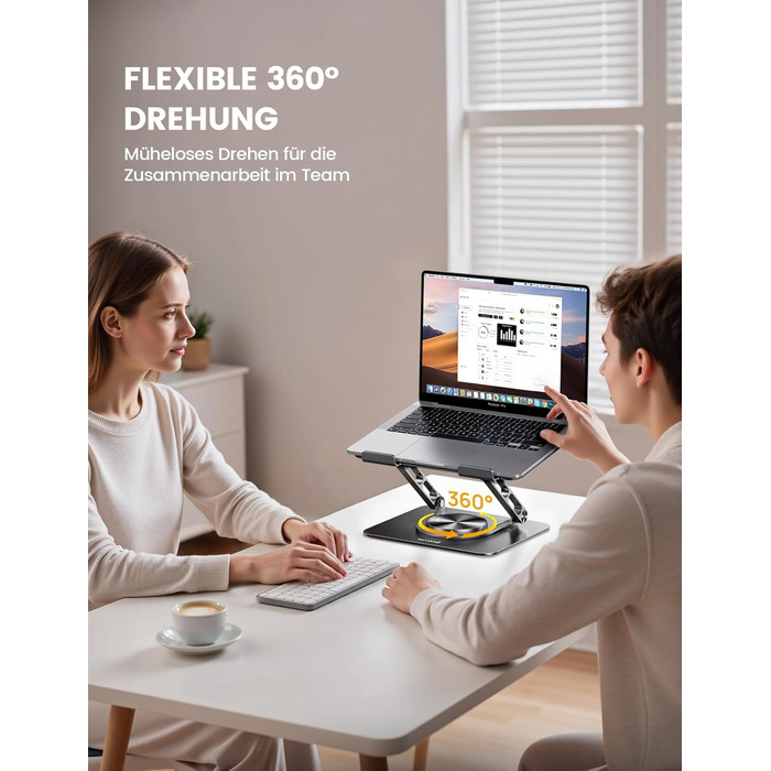 Підставка для ноутбука Lamicall, регульована - 360° обертання, складна, алюмінієва - для столу/офісу, універсальна ергономічна підставка для Macbook Pro Air, 10-17,3' (чорна)