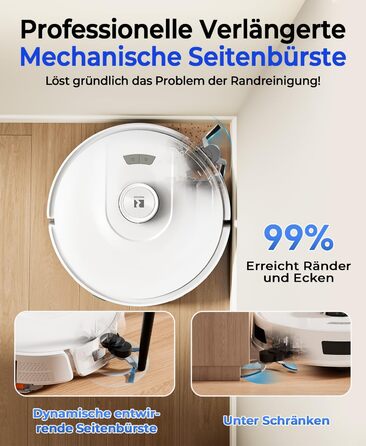 Робот-пилосос Redkey R11 з функцією миття, 20000Pa, док-станція 4L, захист від намотування волосся, LiDAR навігація, керування через додаток, для килимів та шерсті тварин