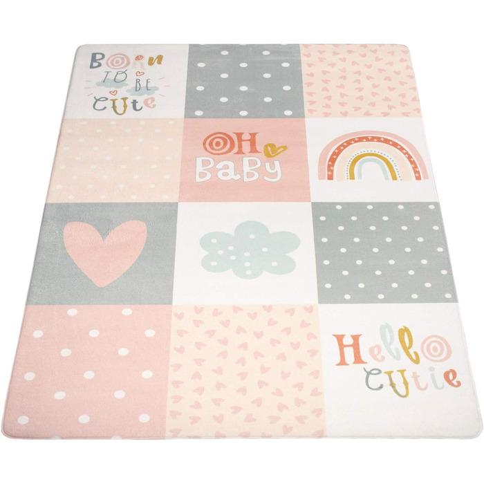 Дитячий килимок Килимок для дитячої кімнати Diamond Stars Grey Pink White, Розмір 120x160 см