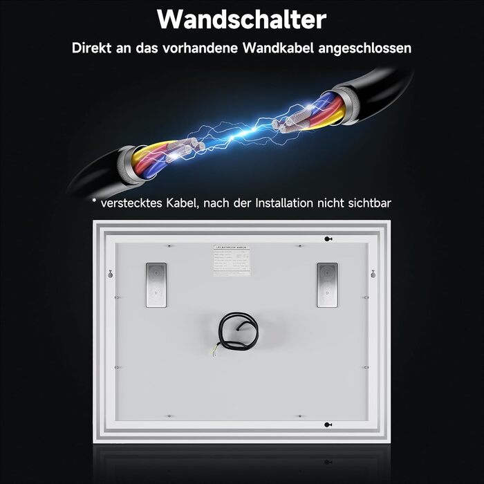 Дзеркало для ванної кімнати SONNI LED з підсвічуванням 80x60 см, біле