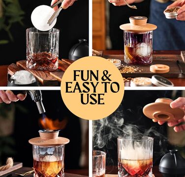 Набір для копчення коктейлів та віскі – Smoker Kit з лампою, формочками для льоду та стружкою деревини