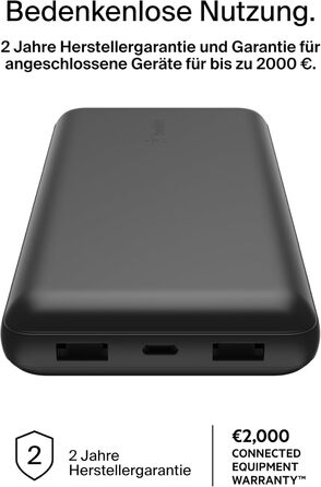 Повербанк Belkin 20K 20 000 мАг, USB-C/USB-A, 2 шт., Чорний для iPhone, Galaxy, Pixel, iPad