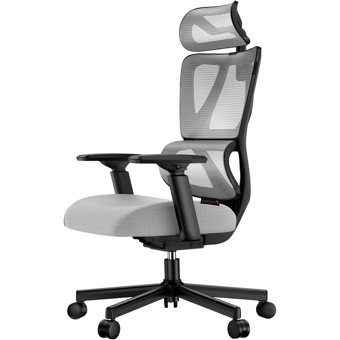 Офісний крісло ProtoArc EC100 сірого кольору з товстим пружинним сидінням, підтримкою попереку, регульованими підлокітниками та підголівником, сітчасте крісло для дому та офісу