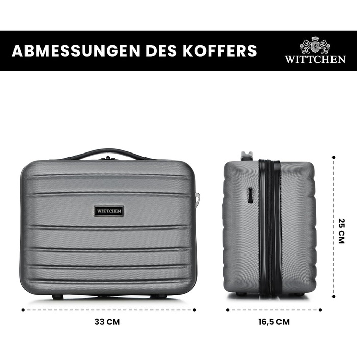 Валіза ручної поклажі WITTCHEN Globe Line сірого кольору з ABS-пластику та кодовим замком | 25 x 33 x 16,5 см | Підходить для Lufthansa, Eurowings, Ryanair, Condor, Discover Airlines