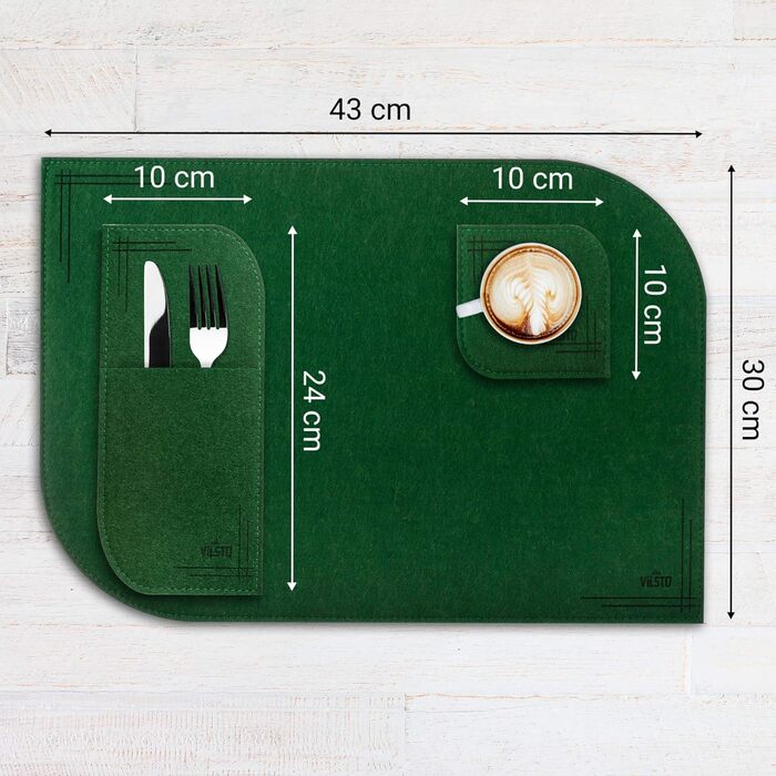Набір килимків на стіл VILSTO, 18 шт., миючі, для посуду, столових приборів, декор кухні та столу, лісовий зелений