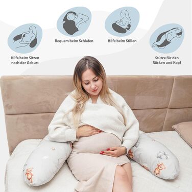 Подушка для вагітних Totsy Baby Stillkissen XXL - 190 см, бавовна, Oeko-Tex, бежева з зірками