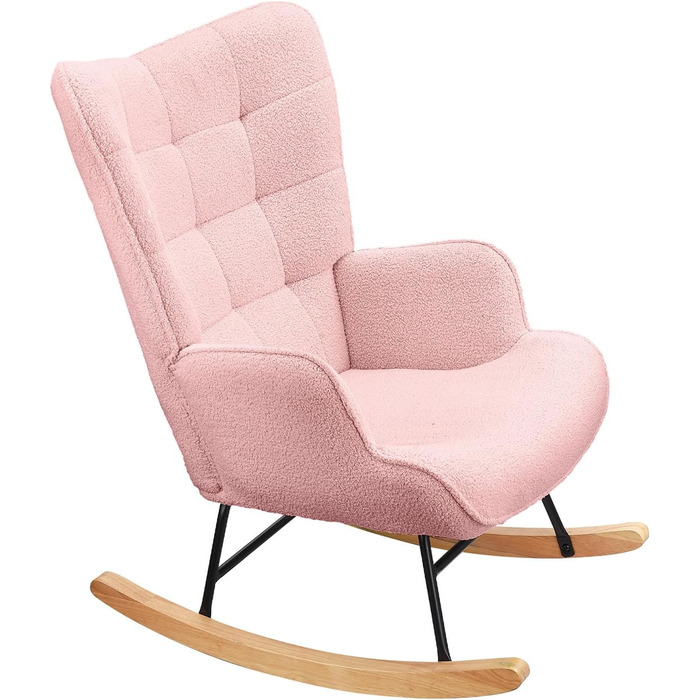 Крісло-гойдалка Liuyoyo з високою спинкою, комфортне крісло з м'яким сидінням, для спальні, офісу, читання, сучасний дизайн (Рожевий)