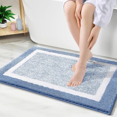 Килимок для ванної кімнати Smiry Non-Slip Super Soft з мікрофібри, що миється, 50x75 см, сірий (40x60 см, синій)