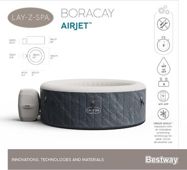 Надувний гідромасажний басейн-джакузі Bestway Lay-Z-Spa Miami AirJet Whirlpool для 2-4 осіб, 180 x 66 см