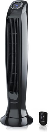 Баштовий вентилятор з дистанційним керуванням - Колонний вентилятор з коливанням - Мобільний вентилятор - Вентилятор 86 см - 60 Вт - 3 режими швидкості - Таймер - Світлодіодний дисплей - безшумний - чорний Одинарний