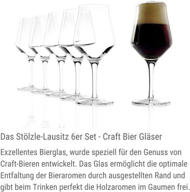 Келихи для крафтового пива Stlzle Lausitz 430 мл, набір з 6 шт. , посудомийна машина та ударостійка, кришталеве скло